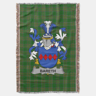 Irish Bareth Coat of Arms Family Crest Ireland Throw Blanket