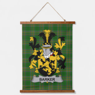 Irish Barker Coat of Arms Family Crest Hanging Tapestry