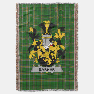 Irish Barker Coat of Arms Family Crest Ireland Throw Blanket