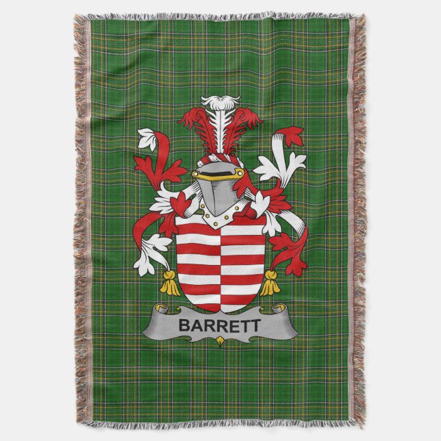  Irish Barrett Coat of Arms Family Crest Ireland Throw Blanket (Front Vertical)