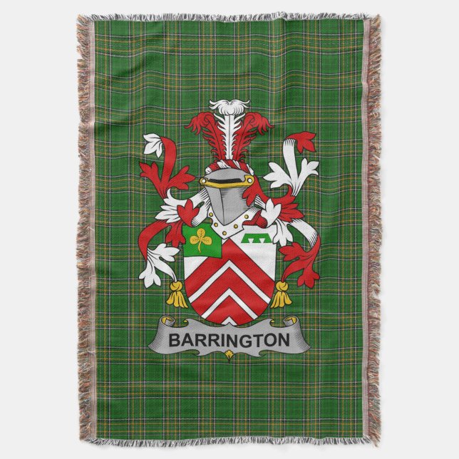  Irish Barrington Coat of Arms Family Crest Irelan Throw Blanket (Front Vertical)