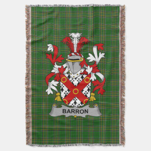 Irish Barron Coat of Arms Family Crest Ireland Throw Blanket