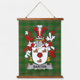 Irish Barton Coat of Arms Family Crest Hanging Tapestry