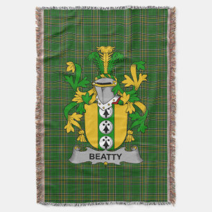  Irish Beatty or Betagh Coat of Arms Family Crest  Throw Blanket