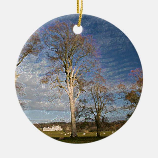 Irish Beech Trees Ceramic Tree Decoration (Front)