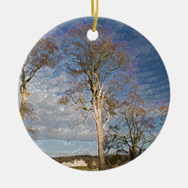 Irish Beech Trees Ceramic Tree Decoration (Front)