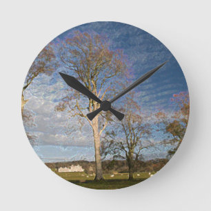 Irish Beech Trees Round Clock