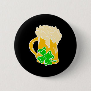 Irish Beer and Shamrock 6 Cm Round Badge