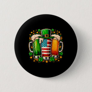 Irish Beer Ireland American Flag St Patrick's Day 6 Cm Round Badge