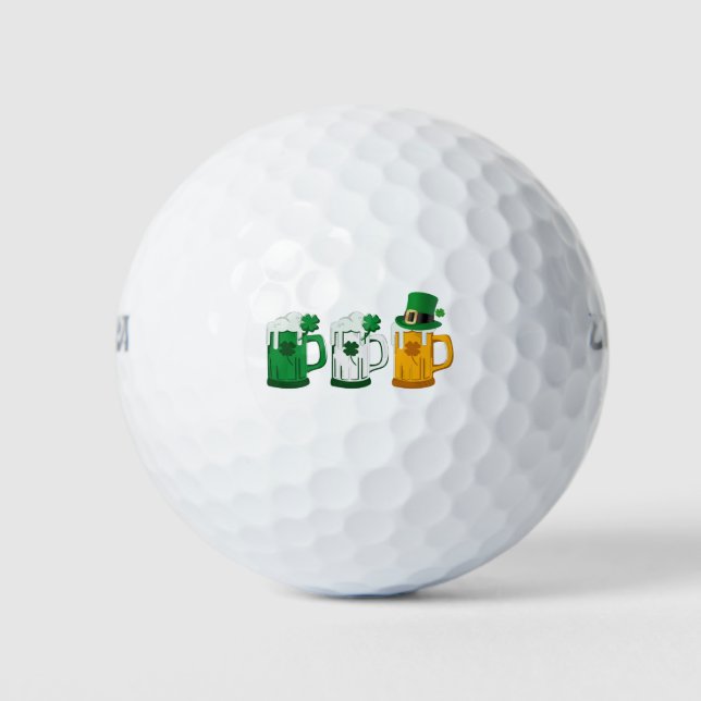 Irish Beer Ireland Flag St Patricks Day Leprechaun Golf Balls (Front)