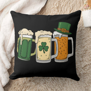 Irish Beer Ireland Flag St Patrick's Day Shamrock Cushion