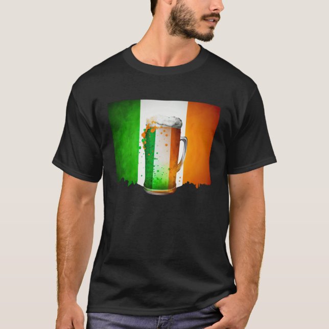 Irish Beer Ireland Flag St Patricks Day Shamrock D T-Shirt (Front)