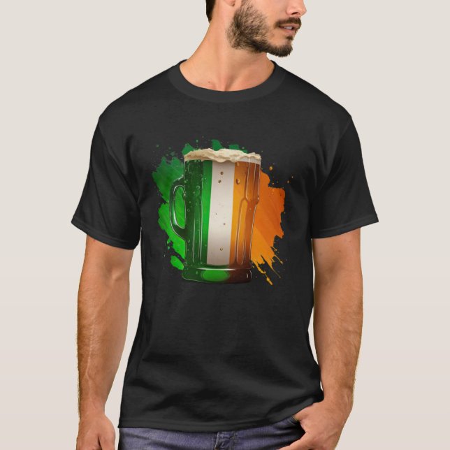 Irish Beer Ireland Flag St Patricks Day Shamrock D T-Shirt (Front)