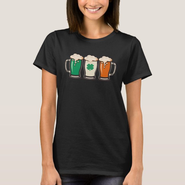 Irish Beer Ireland Flag St Patricks Day Shamrock D T-Shirt (Front)