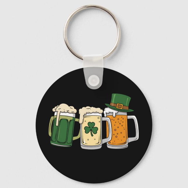 Irish Beer Ireland Flag St Patrick's Day Shamrock Key Ring (Front)