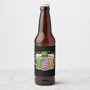 Irish Beer Ireland USA American Flag St Patrick's Bottle Label