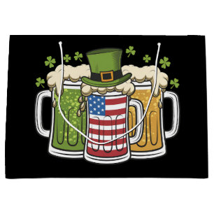 Irish Beer Ireland USA American Flag St Patrick's  Large Gift Bag