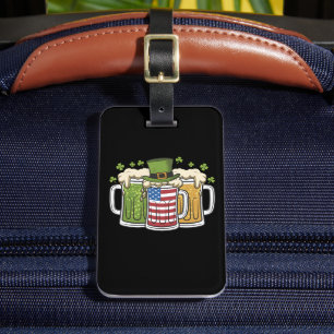 Irish Beer Ireland USA American Flag St Patrick's  Luggage Tag