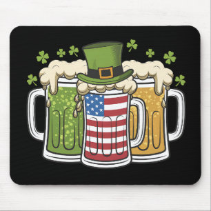 Irish Beer Ireland USA American Flag St Patrick's  Mouse Mat