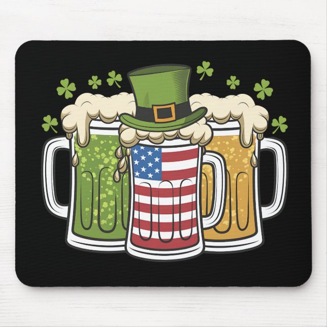 Irish Beer Ireland USA American Flag St Patrick's  Mouse Mat (Front)