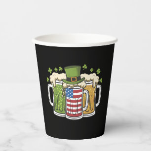 Irish Beer Ireland USA American Flag St Patrick's  Paper Cups