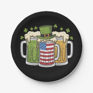 Irish Beer Ireland USA American Flag St Patrick's  Paper Plate