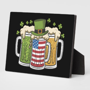 Irish Beer Ireland USA American Flag St Patrick's  Plaque