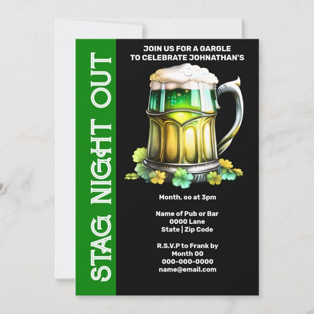 Irish beer mug 3D shamrock black gold green Invitation (Front)