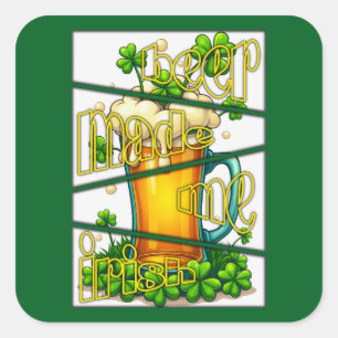 Irish Beer Mug St Patrick’s Day Shirt Autocolante Square Sticker