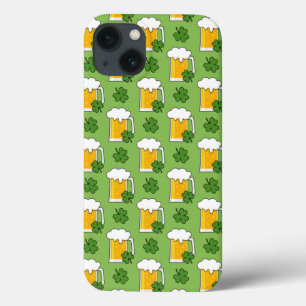 Irish Beer Mug with Shamrock Clover Pattern iPhone 13 Case
