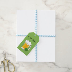 Irish Beer Mug with Shamrock Clover Personalise Gift Tags