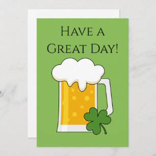 Irish Beer Mug with Shamrock Clover Personalise Holiday Card