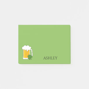 Irish Beer Mug with Shamrock Clover Personalise Post-it Notes