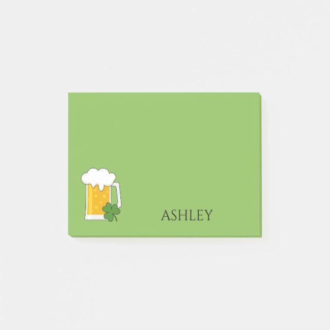 Irish Beer Mug with Shamrock Clover | Personalise Post-it Notes (Front)