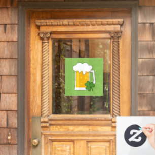 Irish Beer Mug with Shamrock Clover Window Cling