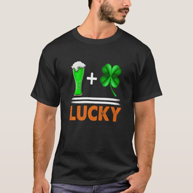 Irish Beer Shamrock For Luck St Patricks Day Men W T-Shirt (Front)