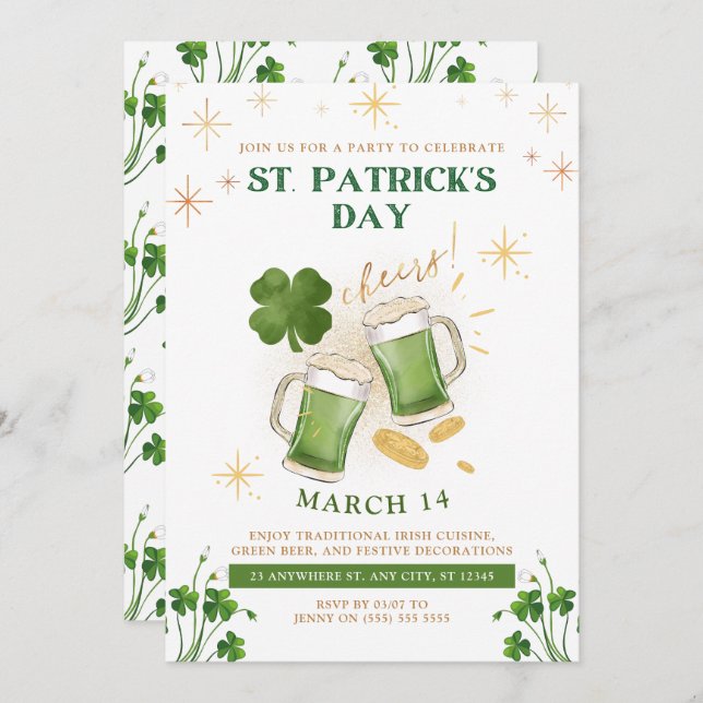 Irish Beers & Cheer St. Patrick's Day Party Invitation (Front/Back)