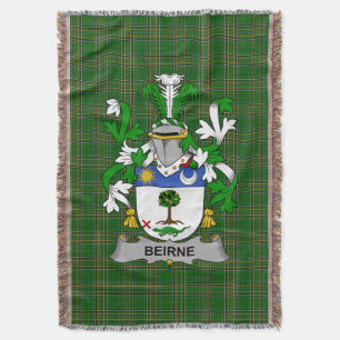  Irish Beirne or O_Beirne Coat of Arms Family Cres Throw Blanket