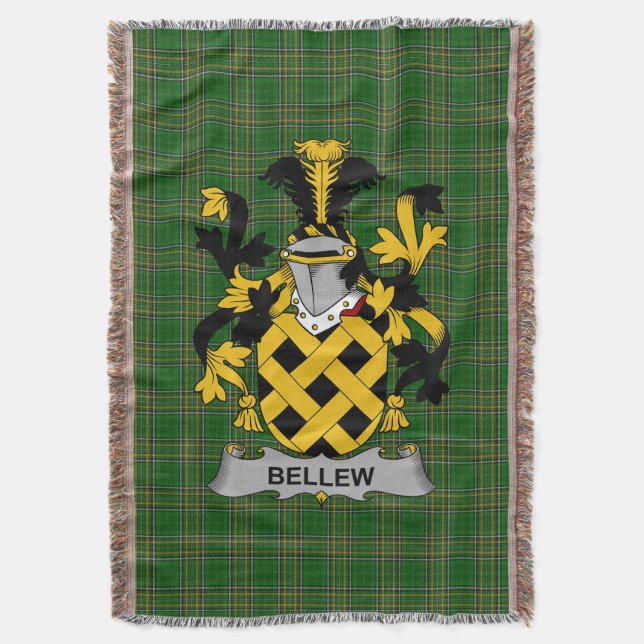  Irish Bellew Coat of Arms Family Crest Ireland Throw Blanket (Front Vertical)