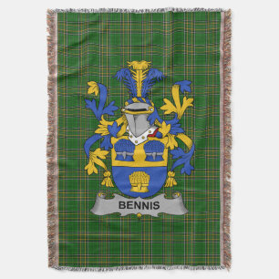 Irish Bennis Coat of Arms Family Crest Ireland Throw Blanket