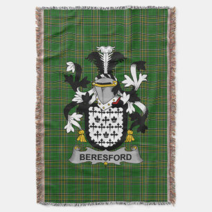  Irish Beresford Coat of Arms Family Crest Ireland Throw Blanket