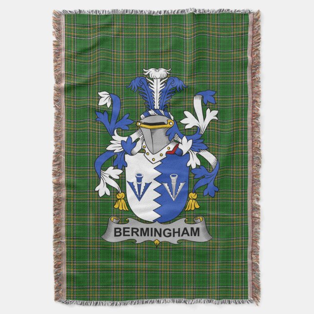  Irish Bermingham Coat of Arms Family Crest Irelan Throw Blanket (Front Vertical)