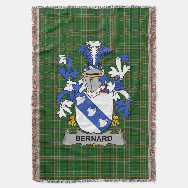  Irish Bernard Coat of Arms Family Crest Ireland Throw Blanket (Front Vertical)