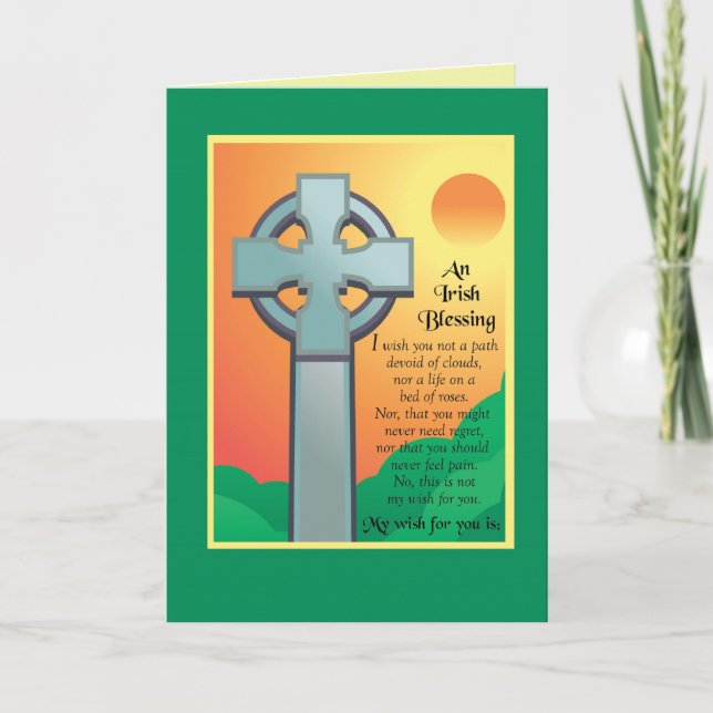 Irish Birthday Blessings Cross, Religious Card (Front)