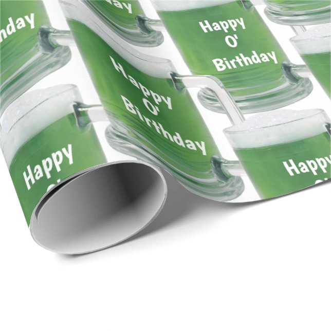 Irish Birthday Green Beer Wrapping Paper (Roll Corner)