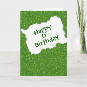 Irish Birthday Message in Shamrocks Card