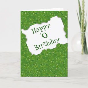 Irish Birthday Message in Shamrocks Card