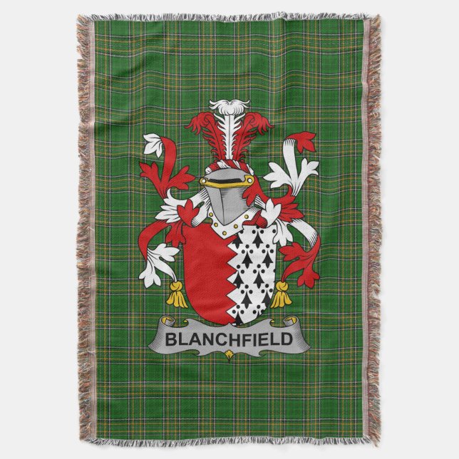  Irish Blanchfield Coat of Arms Family Crest Irela Throw Blanket (Front Vertical)