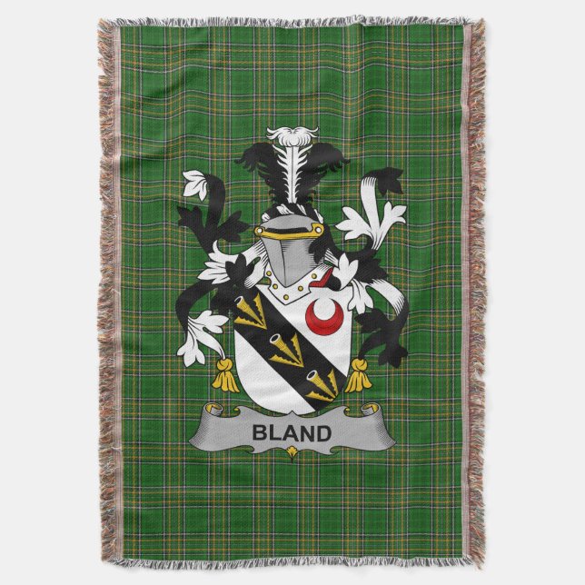  Irish Bland Coat of Arms Family Crest Ireland Throw Blanket (Front Vertical)