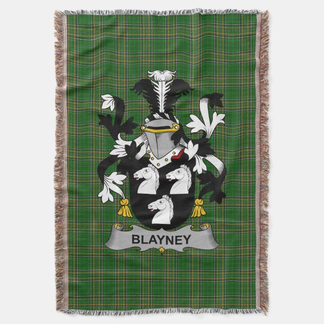  Irish Blayney Coat of Arms Family Crest Ireland Throw Blanket (Front Vertical)
